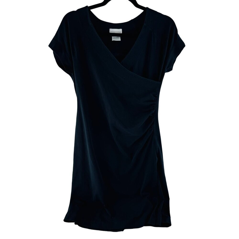 Soft Surroundings Black V-Neck‎ Short Sleeve Dress Size XL